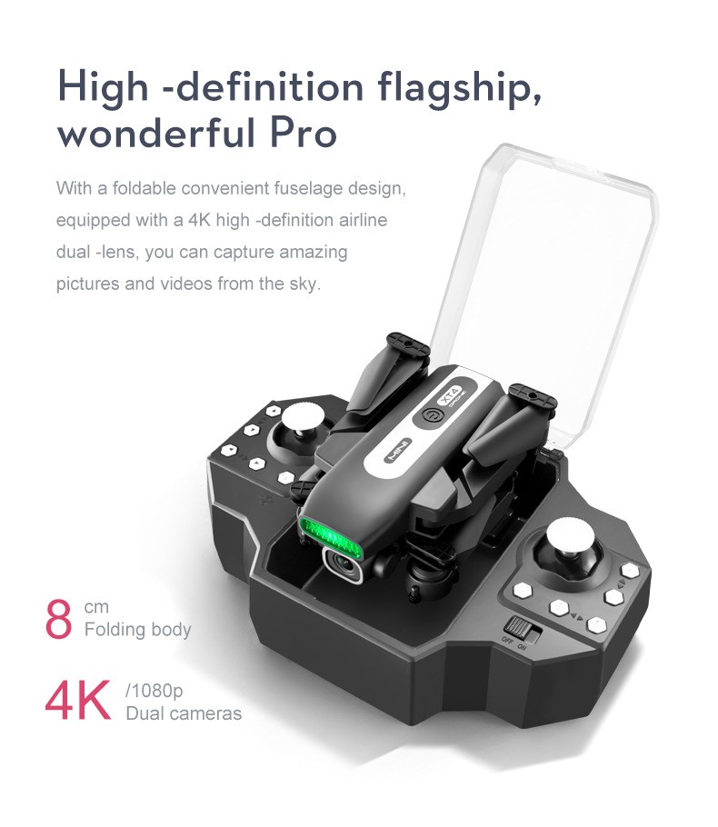 Hot XT4 Mini Beginner Toy Drone Kit 100m Smart Fixed Height Folding Quadcopter With 4K Camera RC Mini Drone